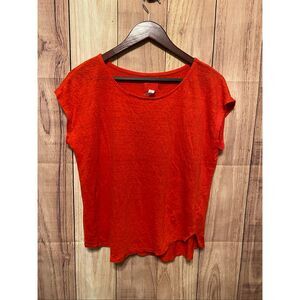 Sigrid Olsen Large 100% Linen T-shirt red women’s top